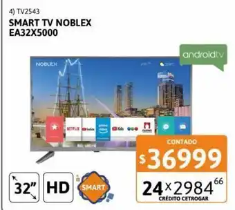 Cetrogar Smart tv 32" noblex ea32x5000 hd oferta