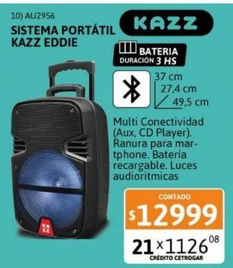 Cetrogar Sistema portatil bt kazz eddie 12" oferta