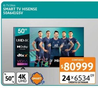 Cetrogar Smart tv 50" hisense 50a641gsv smart oferta