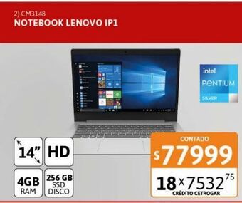 Cetrogar Notebook lenovo ip1-14igl05 n5030 4gb-256gbs oferta