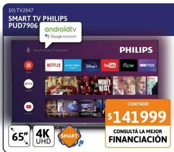 Cetrogar Smart tv 65" philips pud7906 uhd android oferta