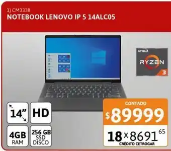 Cetrogar Notebook lenovo ip 5 14alc05 r3 4g 256g 10s 82lm00b0ar oferta