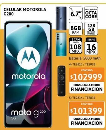 Cetrogar Celular motorola g200 5g 6,7" 8/128 azul + control oferta