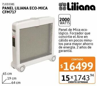 Cetrogar Panel liliana eco-mica 2000w cfm717 oferta