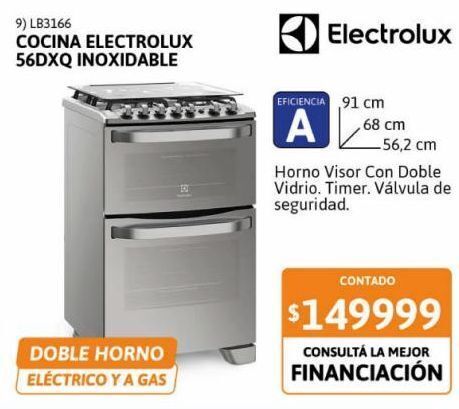 Cocina electrolux 56dxq inox doble horno oferta en Cetrogar