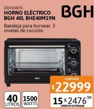 Cetrogar Horno eléctrico bgh bhe40m19n 40lt oferta