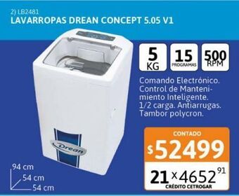 Cetrogar Lavarropas drean concept 5.05 v1 5kg 500rpm oferta