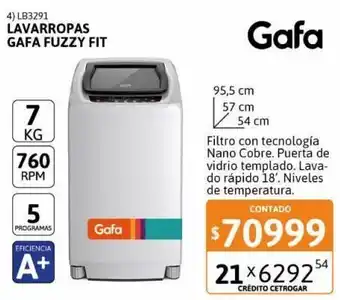 Cetrogar Lavarropas gafa fuzzy fit 7kg 750rpm bi oferta