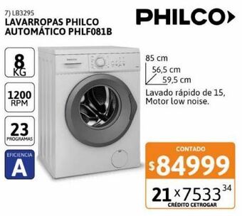 Cetrogar Lavarropas philco 8kg 1200rpm phlf081b cf oferta