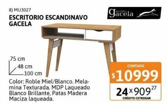 Cetrogar Escritorio gacela escandinavo roble miel y blanco oferta