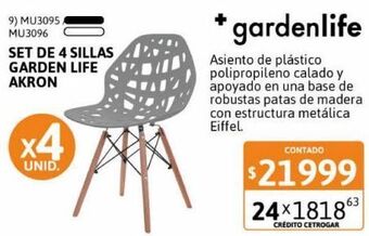 Cetrogar Set de 4 sillas garden life akron blancas oferta