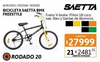 Cetrogar Bicicleta saetta bmx freestyle r20 pintada negro con amarillo oferta