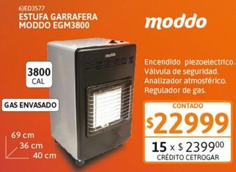Cetrogar Estufa garrafera moddo egm3800 k/c oferta
