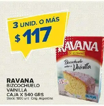 Carrefour Maxi Bizcochuelo vainilla ravana caja x 540 grs oferta