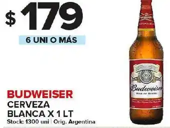 Carrefour Maxi Cerveza budweiser x 1 lt oferta