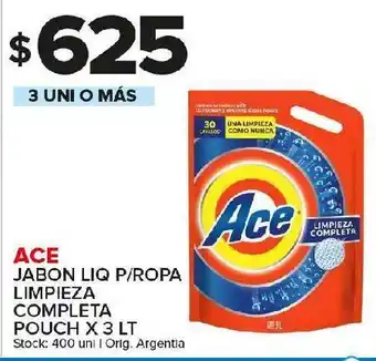 Carrefour Maxi Jabón liquido p/ropa ace pouch x 3 lt oferta