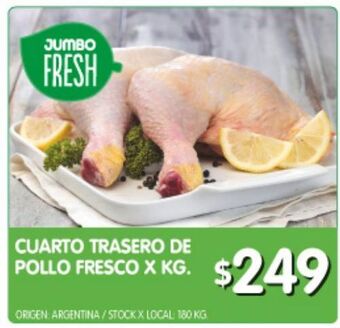 Jumbo Cuarto trasero de pollo fresco kg oferta