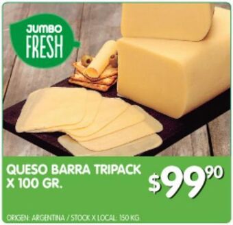 Jumbo Queso barra tripack 100g oferta