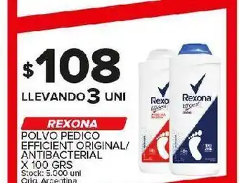 Carrefour Maxi Polvo pedico antibacterial rexona x 100 grs oferta
