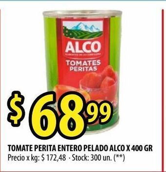 Punto Mayorista Tomate perita entero pelado alco x 400 gr oferta