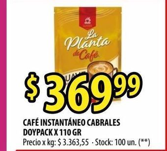 Punto Mayorista Café instantáneo cabrales doypack x 110 gr oferta