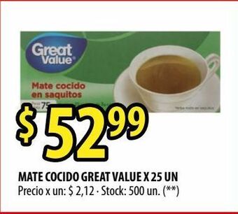 Punto Mayorista Mate cocido great value x 25 un oferta