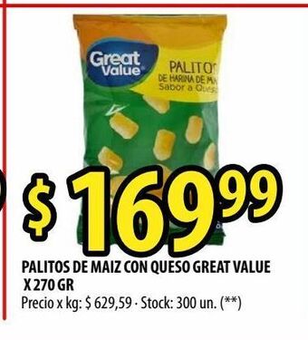 Punto Mayorista Palitos de maiz con queso great value x 270 gr oferta