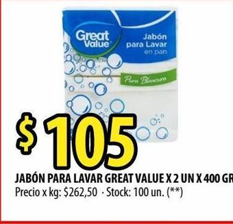 Punto Mayorista Jabón para lavar great value x 2 un x 400 gr oferta