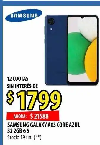 Punto Mayorista Samsung galaxy a03 core azul 32 2gb 6 5 oferta
