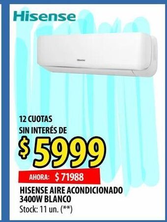 Punto Mayorista Hisense aire acondicionado 3400w blanco oferta