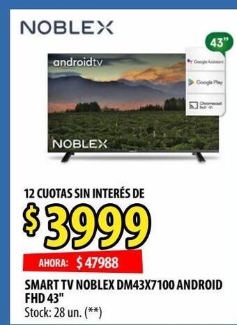 Punto Mayorista Smart tv noblex dm43x7100 android fhd 43" oferta