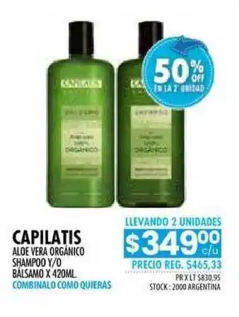 Pigmento Capilatis Aloe Vera Orgánico Shampoo Y O Bálsamo x 420ml oferta