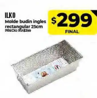 Supermayorista Vital Ilko Molde Budin Ingles Rectangular 25cm oferta