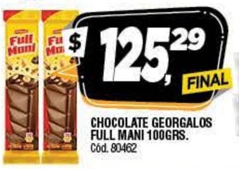 Supermercados Yaguar Full Mani Chocolate Georgalos 100 grs. oferta