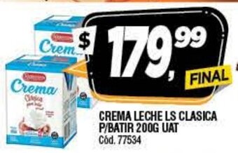 Supermercados Yaguar Crema Leche LS Clasica P/Batir 200g UAT oferta