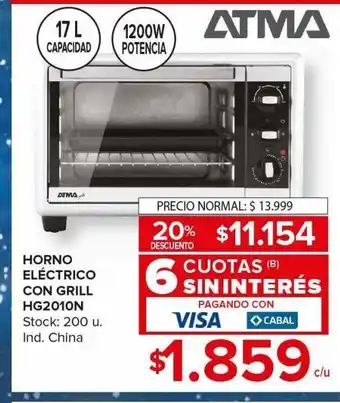 Carrefour Maxi Horno electrico con grill atma oferta