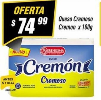 Supermercados Comodin Queso Cremoso Cremon x 100g oferta