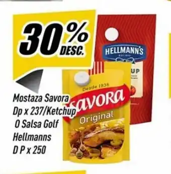 Supermercados Comodin Hellmann's Mostaza Savora Dp x 237/Ketchup O Salsa Golf DP x 250 oferta