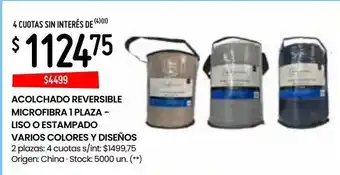Walmart Acolchado revrsible microfibra 1 plaza - liso o estampado oferta