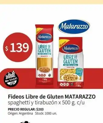 Disco Fideos libres de gluten matarazzo 500g oferta