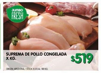 Jumbo Suprema de pollo congelada x kg oferta