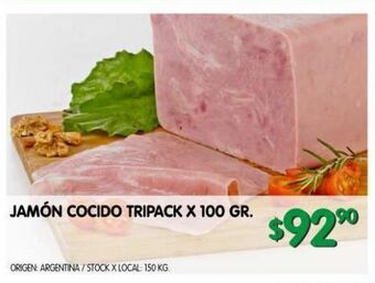 Jumbo Jamón cocido tripack x 100g oferta