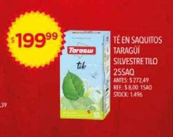 Supermercados Todo Té En Saquitos Taragüí Silvestre Tilo oferta