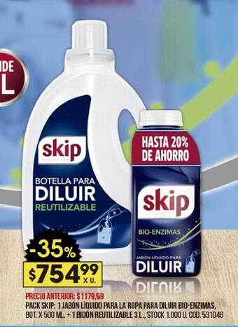 Coto Pack Skip: 1 Jabón Líquido Para La Ropa Para Diluir Bio-enzimas + 1 Bidón Reutilizable oferta