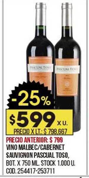 Coto Vino Malbec Cabernet Sauvignon Pascual Toso oferta