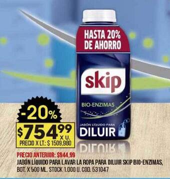 Coto Jabón Líquido Para Lavar La Ropa Para Diluir Skip Bio-enzimas oferta