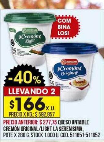 Coto Queso Untable Cremón Original Light La Serenisima oferta