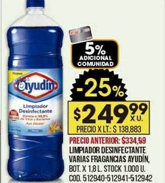 Coto Limpiador Desinfectante Varias Fragancias Ayudín oferta