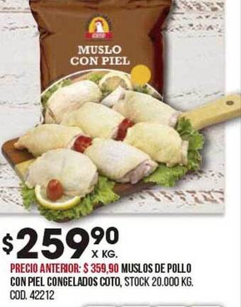 Coto Muslos De Pollo Con Piel Congelados Coto oferta