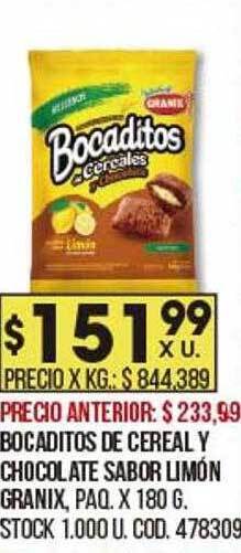 Coto Bocaditos De Cereal Y Chocolate Sabor Limón Granix oferta